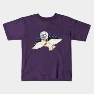 Moon man and the flying owl Kids T-Shirt